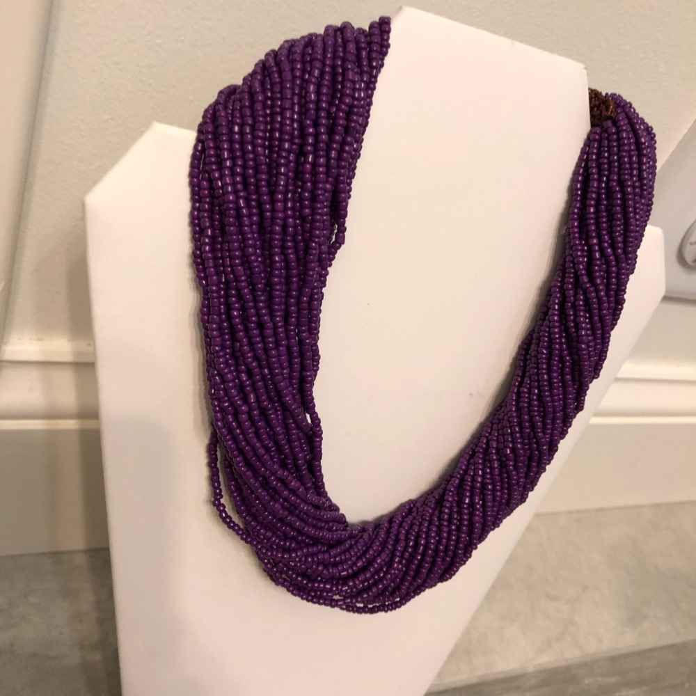 Purple Beaded Multi-Strand Necklace - Picture 9 of 15